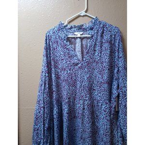 Nwt Tara sky purple print leopard balloon sleeve women's dress maxi 4X